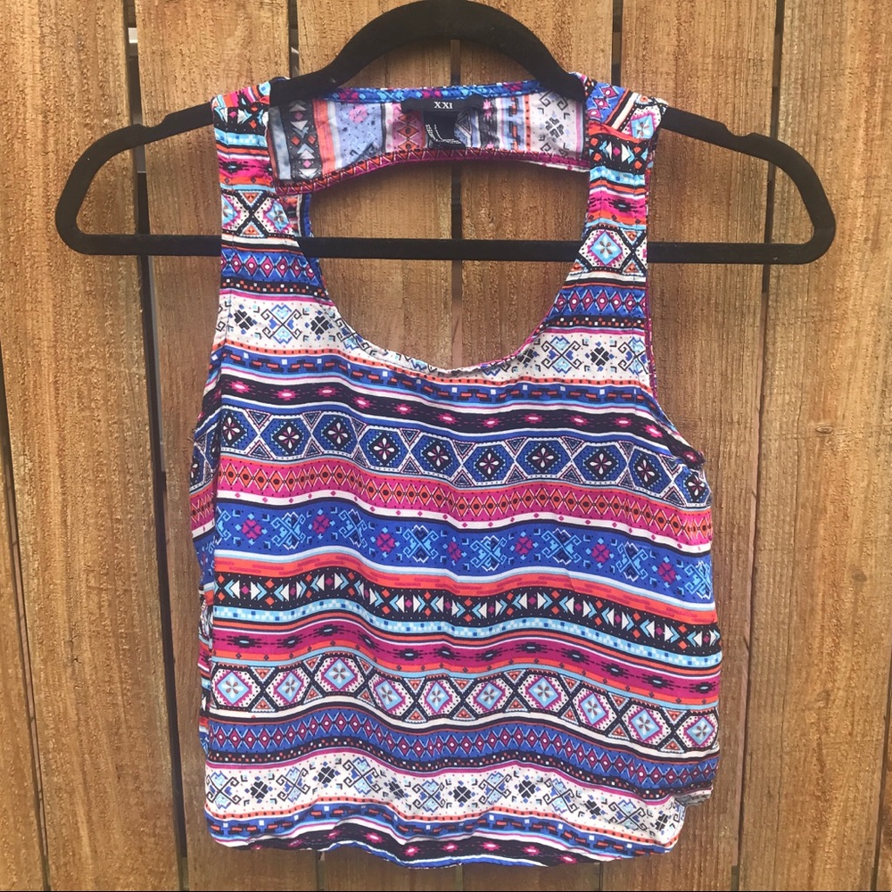 Forever 21 Open Back Tribal Crop Top Size Small